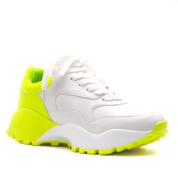 Chunky Sole Lightweight "Dad" Sneakers in Lime - Picture 2 of 6